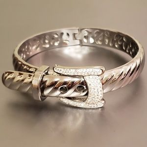 Vintage St.Steel  Bangle Belt Crystal Bracelet